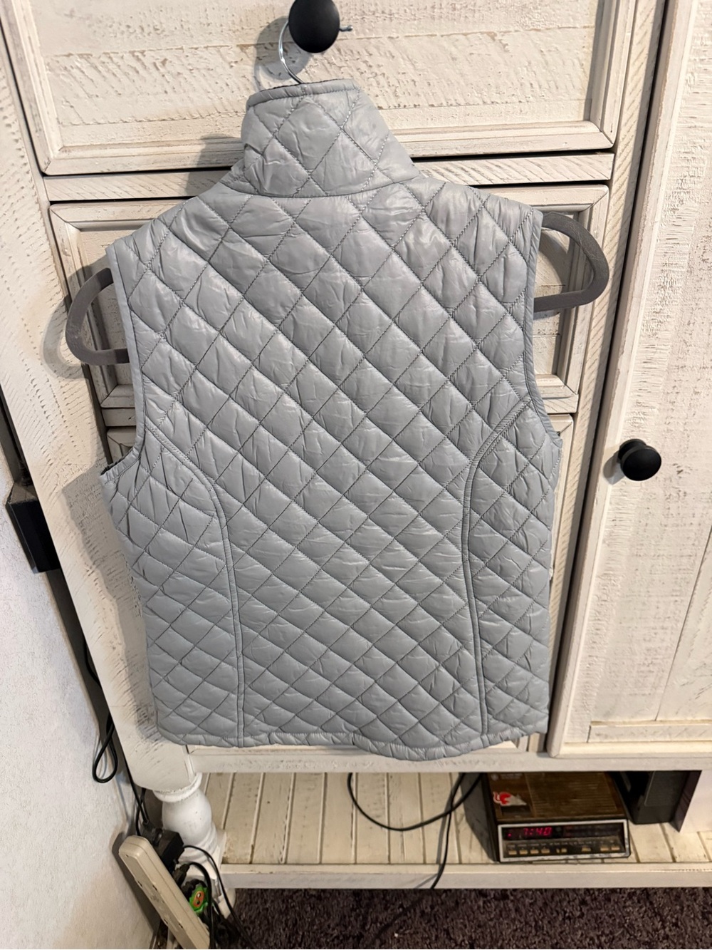 Izod Quilted Light Gray Women's Vest - Stand Collar Layering
